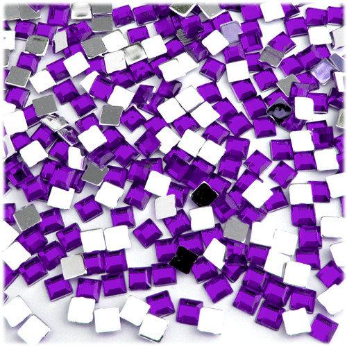 Rhinestones, Flatback, Sqaure, 6mm, 144-pc, Purple (Amethyst)