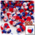 Acrylic Pom Pom, 12mm, 500-pc, Tri-Color Red White and Blue