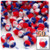 Acrylic Pom Pom, 12mm, 50-pc, Tri-Color Red White and Blue