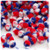 Acrylic Pom Pom, 12mm, 50-pc, Tri-Color Red White and Blue