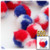 Acrylic Pom Pom, 51mm, 500-pc, Tri-Color Red White and Blue