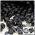 Plastic Bicone Beads, Transparent, 12mm, 100-pc, Charcoal Gray