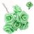 Artificial Flowers, Ribbon Roses, 1.0-inch, 12 Bundles, Pistachio Green