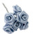 Artificial Flowers, Ribbon Roses, 0.75-inch, 6 Bundles, Dusty Light Blue