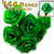 Artificial Flowers, Ribbon Roses, 0.75-inch, 6 Bundles, Bright Green