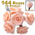 Artificial Flowers, Ribbon Roses, 0.75-inch, 6 Bundles, Peach