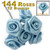 Artificial Flowers, Ribbon Roses, 0.75-inch, 6 Bundles, Light Blue