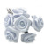 Artificial Flowers, Ribbon Roses, 0.75-inch, 6 Bundles, Sky Blue