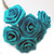 Artificial Flowers, Ribbon Roses, 0.50-inch, 12 Bundles, Turquoise Blue