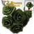 Artificial Flowers, Ribbon Roses, 0.50-inch, Olive Green, 12 bundles