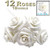 Artificial Flowers, Ribbon Roses, 0.25-inch, White