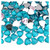 Rhinestones, Flatback, Heart, 12mm, 144-pc, Aqua Blue