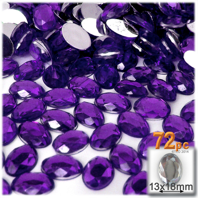 Rhinestones | Flatback | Oval | 13x18mm | 72-pc | Purple (Amethyst ...
