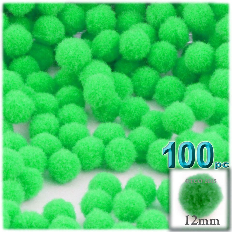 Acrylic Pom Pom 12mm 100pc Lime Green Crafts Outlet