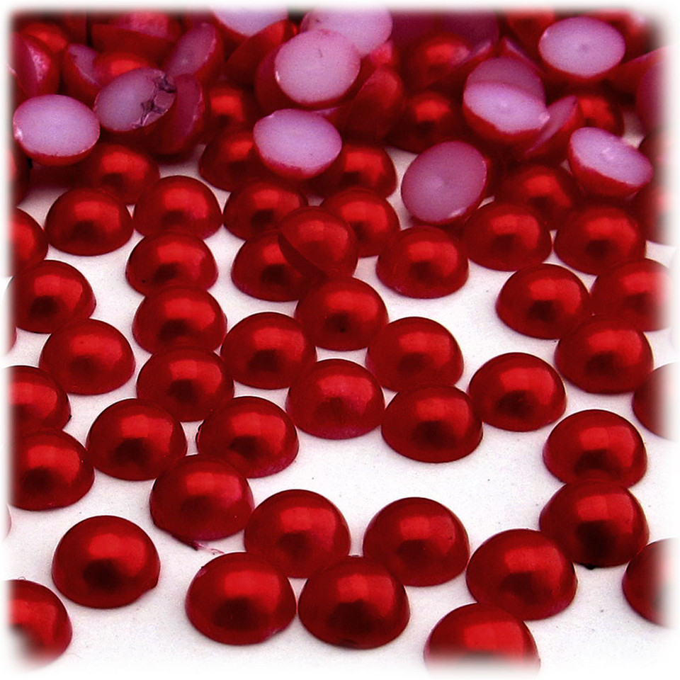 Half Dome Pearl | Plastic beads | 8mm | 1,000-pc | Pearl Red | Crafts ...