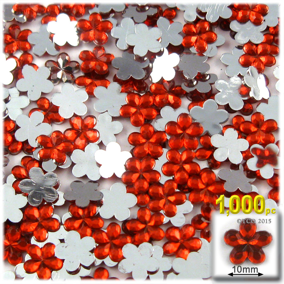 Rhinestones | Flatback | Round | 10mm | 1,000-pc | Ruby Red | Crafts Outlet