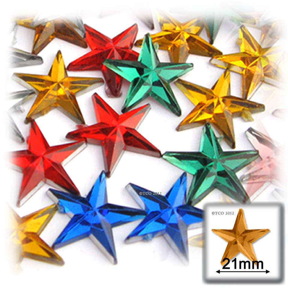 Rhinestones | Flatback | Star | 21mm | 144-pc | Mixed Colors | Crafts ...
