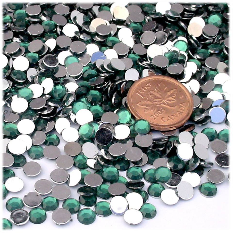 Rhinestones | Flatback | Round | 5mm | 10,000-pc | Emerald Green ...