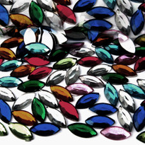 Rhinestones, Flatback, Eye, 7x15mm, 144-pc, Jewel Tone Assortment