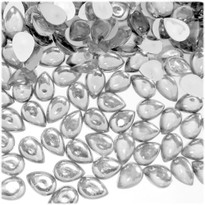 Acrylic Flatback Rhinestones, Teardrop, 6x10mm, 144-pc, Clear