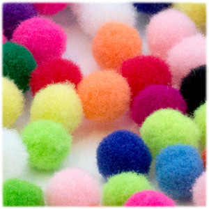Acrylic Pom Poms, Solid Color, 1.0-inch (25mm), 10-pc, Neon Green