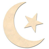 Wooden Shape, 4-in, (Moon and Star) Shape