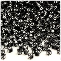 100-pc Alphabet Beads, Cube 7mm, White text, Letter C