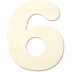 The Crafts Outlet Wooden Numbers, Unfinished Plywood, 3-in, 1-Pc, Number 6