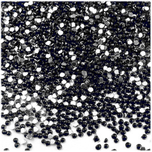 Flatback Rhinestones, Faceted Round, 7mm, 1000-pc, Jet Black