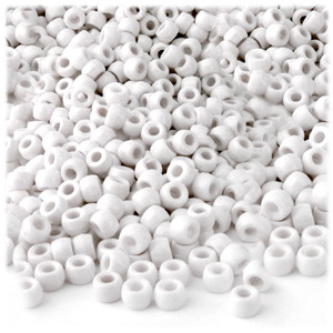 The Crafts Outlet Plastic Beads, Pony Opaque, 6x9mm, 100-pc, White