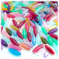 Plastic Speghetti Beads, Transparent, 19x6mm, 1,000-pc, Multi Mix