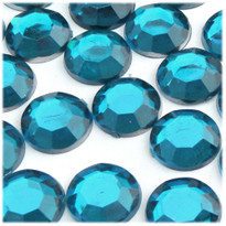 Rhinestones, Flatback, Round, 20mm, 72-pc, Aqua Blue