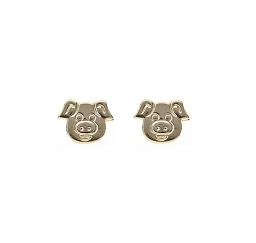 Gold pig stud earrings
