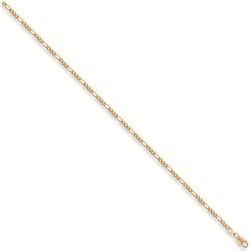 10" 25cm 2mm thick 9ct Gold Figaro Anklet Chain 2.2g
