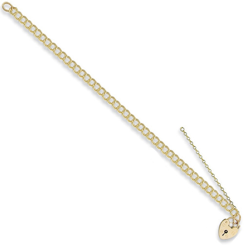 7.5 inch 9ct Gold Ladies 4mm double link Charm Bracelet 5.2g