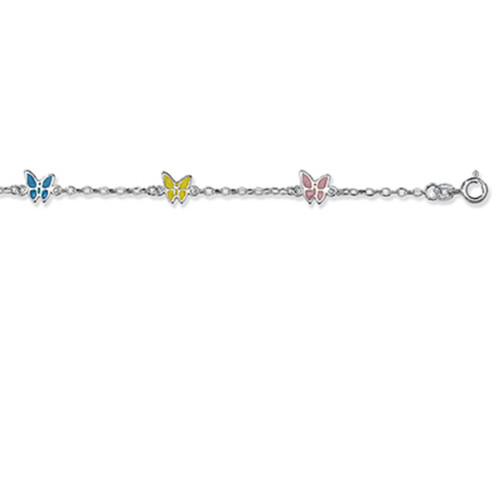 Kids Baby 5"- 6" Sterling Silver Enamelled Butterfly Bracelet 2.18g