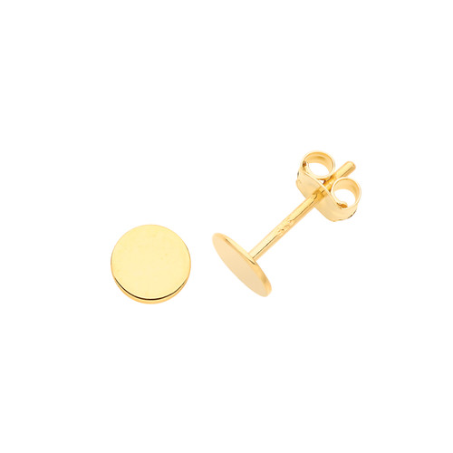 9ct Gold small polished circle stud earrings