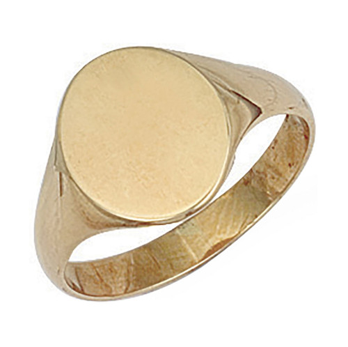 9ct Gold plain oval shaped signet ring  3g