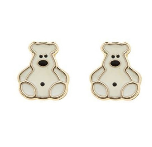9ct Gold Enamelled Polar Bear stud earrings