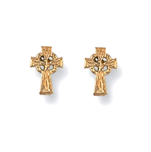 9ct gold small Celtic cross stud earrings