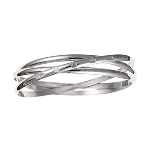 Sterling Silver Russian style D-shaped bangle with feature hallmark 21g