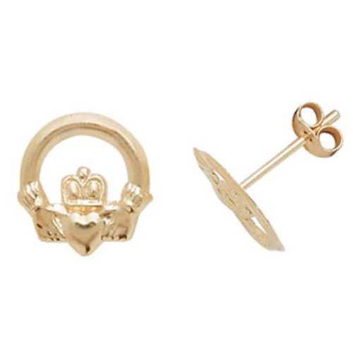 9ct Gold Claddagh Stud Earrings