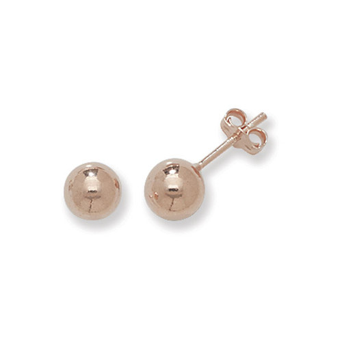 7mm Sterling silver rose gold plated ball stud earrings