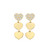 9ct Gold Cubic Zirconia triple heart drop stud earrings