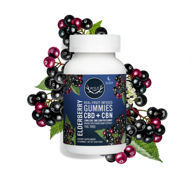 Wyld CBD, Elderberry Gummies, Broad Spectrum THC-Free, 40ct, 200mg CBN + 1000mg CBD Wyld CBD, Elderberry Gummies, Broad Spectrum THC-Free, 40ct, 200mg CBN + 1000mg CBD