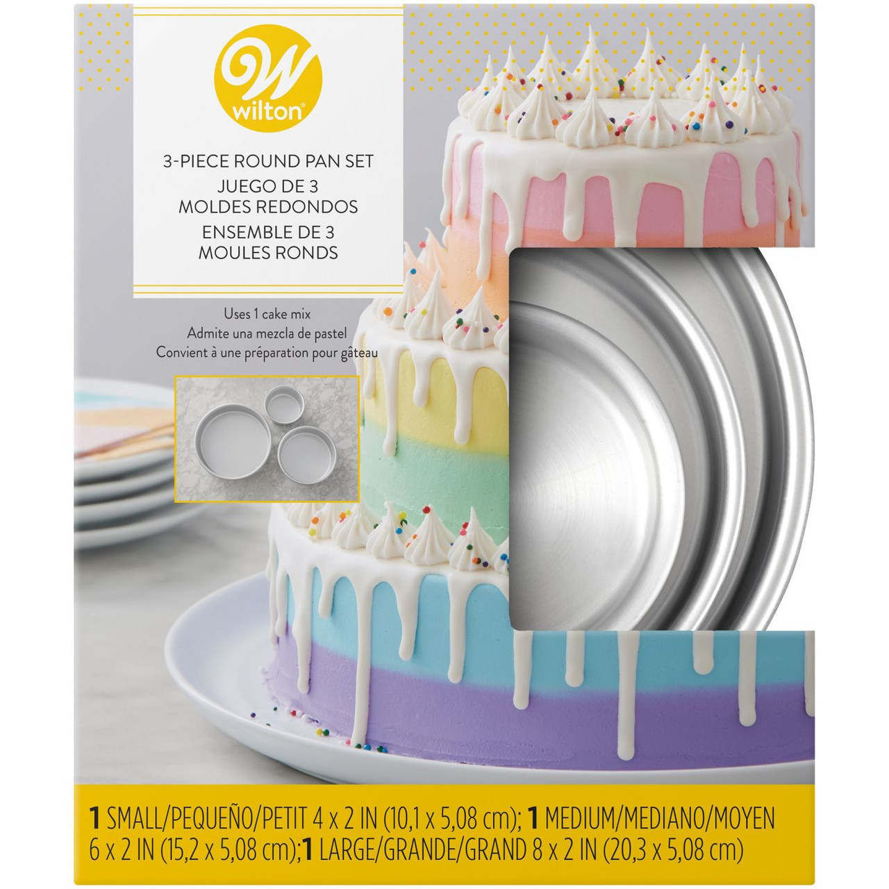 Webake round silicone baking birthday 3 tier cake layer tin cake pan,8