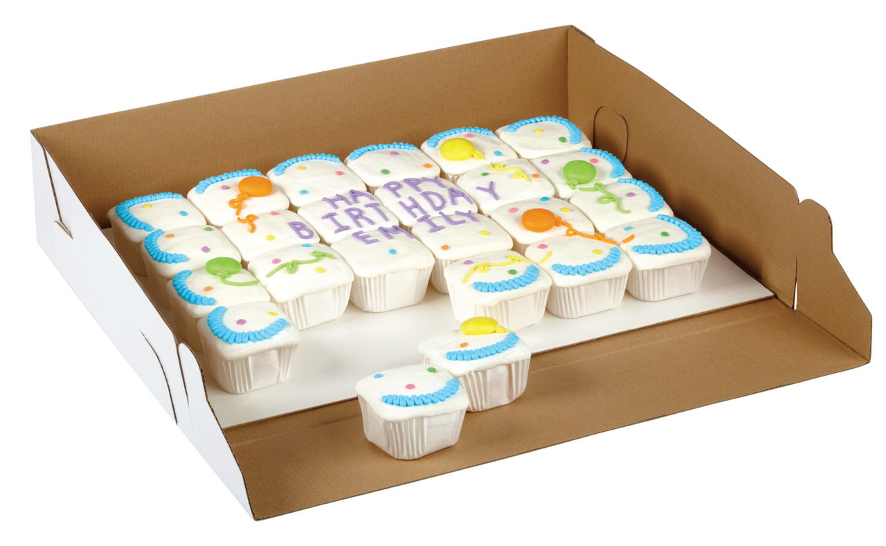 14x14x6 White/Brown Kraft Cake Box, 12 ct.