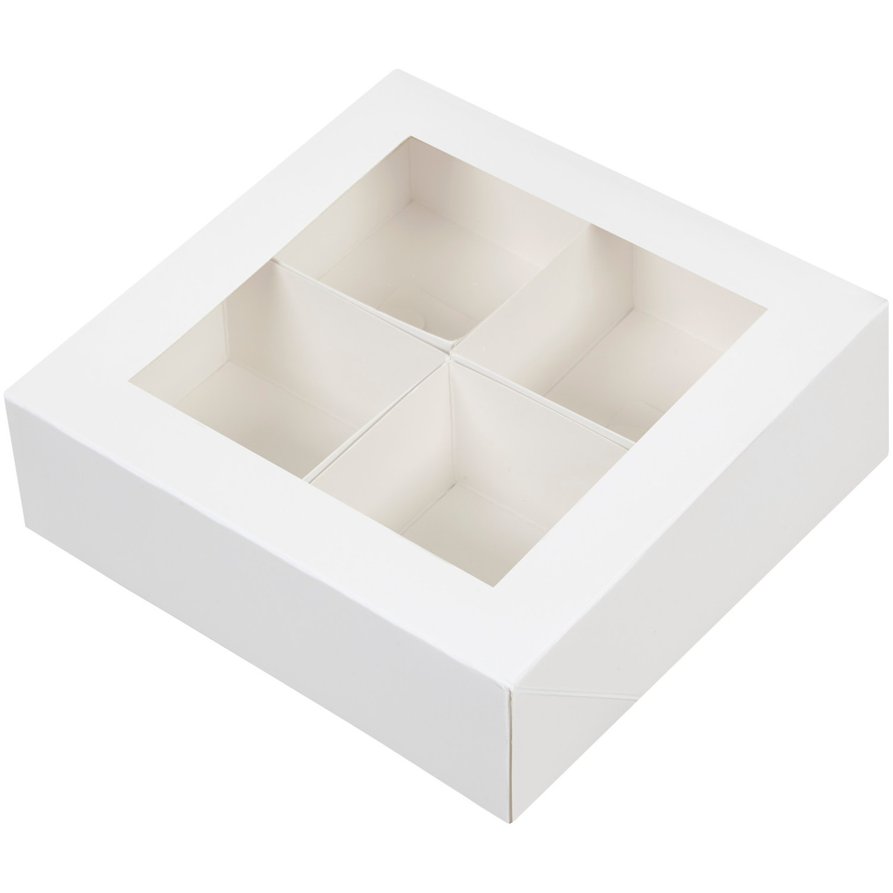 4-Cavity White Window Bakery Boxes with Dividers, 3-Count - Wilton