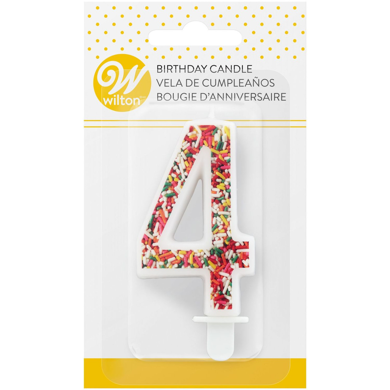 Sprinkle Pattern Number 4 Birthday Candle, 3-Inch - Wilton