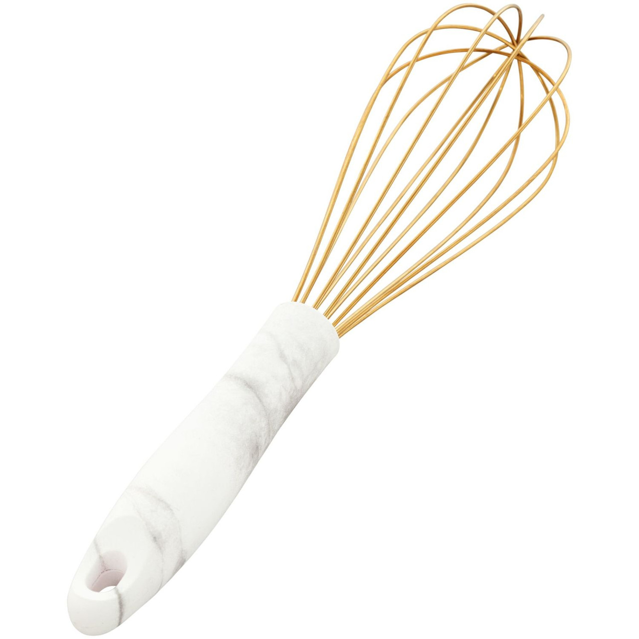 Large Gold Balloon Whisk with Marble Handle